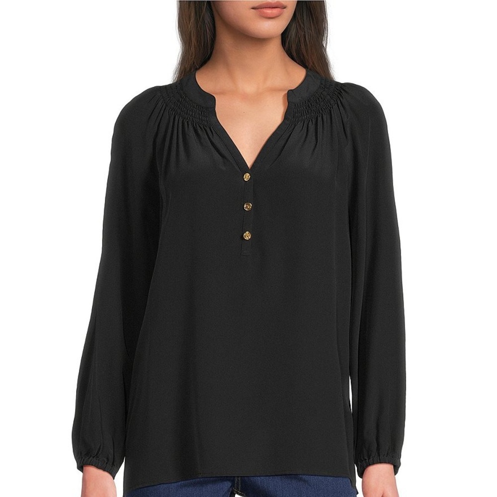 NWT Lilly Pulitzer Elsa 100% Silk Long Sleeve Half Button Top